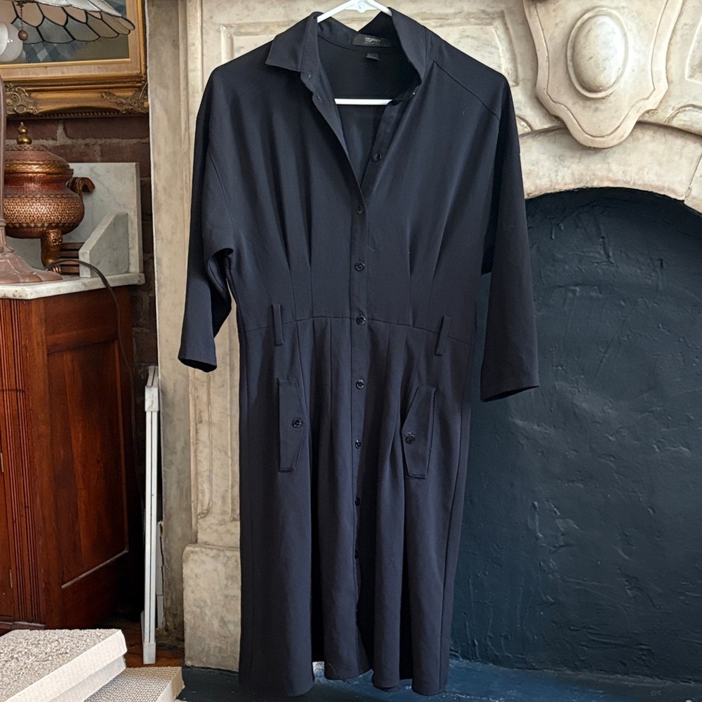 Esprit Black Midi Shirt Dress with Collar